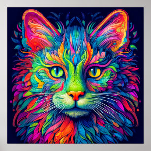 Affiche Coloré Artiste Majestic Kitty Chat