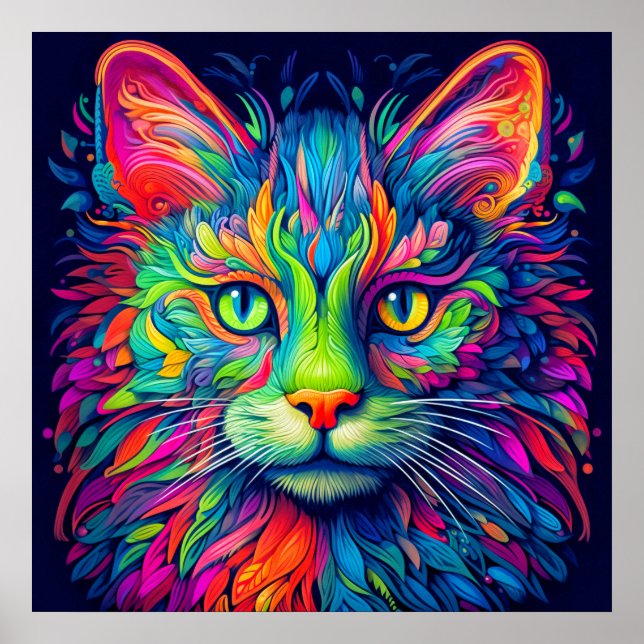 Affiche Coloré Artiste Majestic Kitty Chat (Devant)
