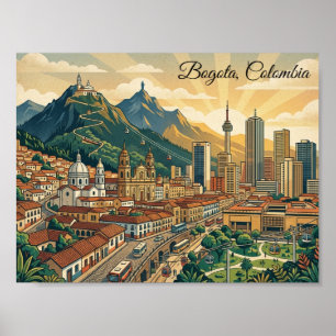 Affiche Coloré Bogota Colombie Voyage Art Vintage