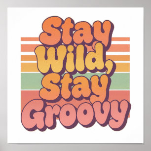 Affiche Coloré Boho Rétro Reste Sauvage Reste Groovy