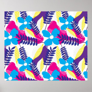 Affiche Coloré Chic Floral & Dot Motif avec Feuille