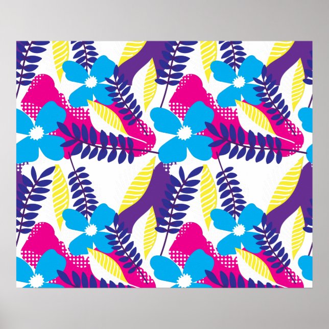 Affiche Coloré Chic Floral & Dot Motif avec Feuille (Devant)