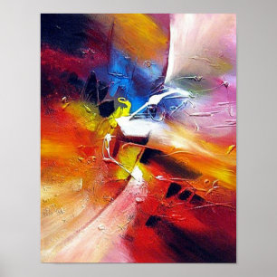 Affiche Coloré Contemporain Rouge Jaune Vert Bleu Violet