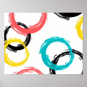 Affiche Coloré, cool, moderne, tendance cercles de brosse