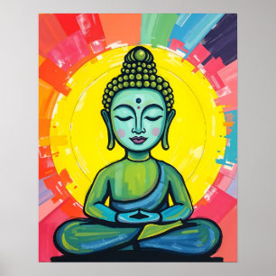 Affiche Coloré Crayon Contemporain Inspiré Bouddha