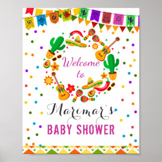 Affiche Coloré Fiesta Culture Cactus Baby shower Bienvenue