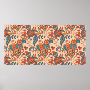 Affiche Coloré floral continu motif