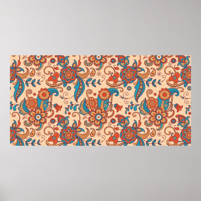 Affiche Coloré floral continu motif (Devant)