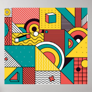 Affiche Coloré géométrique : motif abstrait.