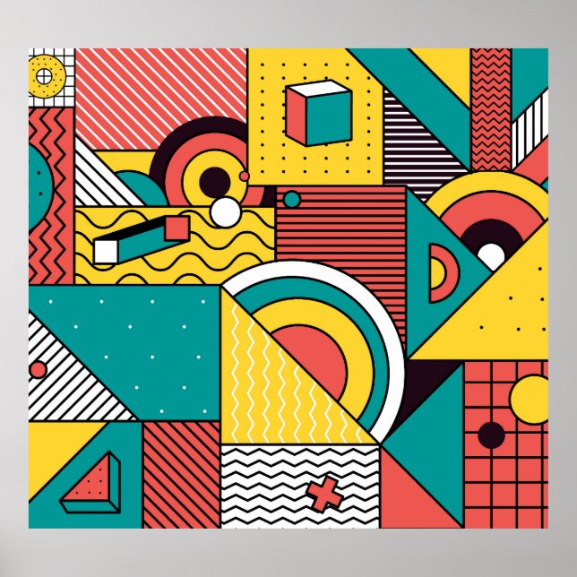 Affiche Coloré géométrique : motif abstrait. (Devant)