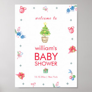Affiche Coloré Il fait froid dehors Baby Shower Bienvenue