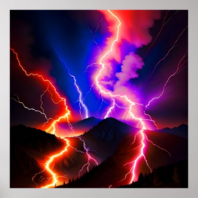 Affiche Coloré Lightning Mountain One (Devant)