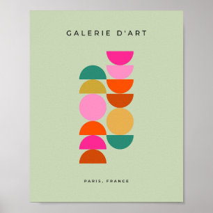 Affiche Coloré Mi-Siècle moderne vert géométrique