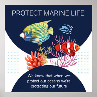 Affiche Coloré Moderne Protéger Marine Vie