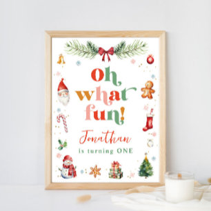 Affiche Coloré Oh What Fun 1er Noël Anniversaire fête