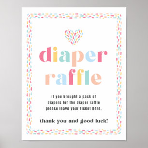 Affiche Coloré Pastel Twins Baby shower Diaper Raffle