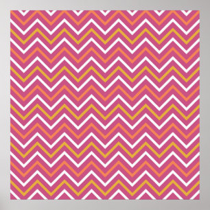 Affiche Coloré Purple Pêche Orange Blanc Chevron Stripes
