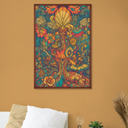 Affiche Coloré Retro les années 70 Psychedelic AI Art