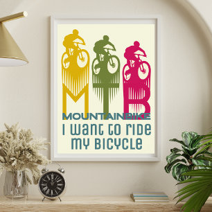 Affiche Coloré retro Mountainbike MTB Mountainbiker
