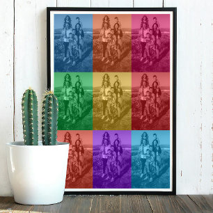 Affiche Coloré Retro Pop Art Famille Photo personnalisée G