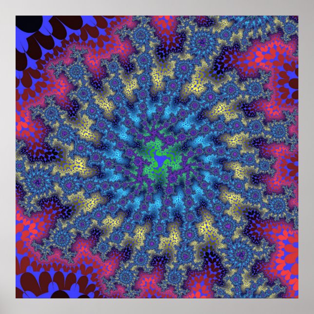 Affiche Coloré rose et bleu clair fractal (Devant)
