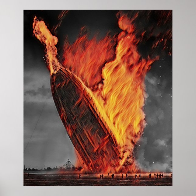 Affiche Coloré sur le désastre de Hindenburg (Devant)