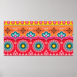 Affiche Coloré tribal ethnique sans couture motif