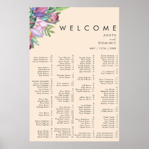 Affiche Coloré Tropical Peach Alphabetical Seating chart