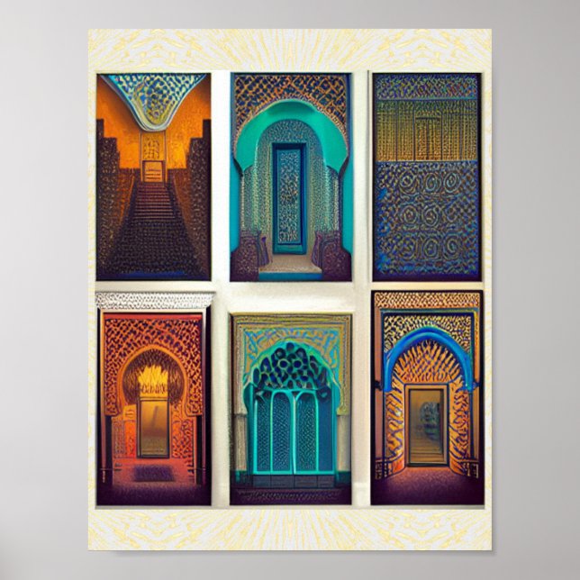 Affiche colorée d'arches de design marocain (Devant)