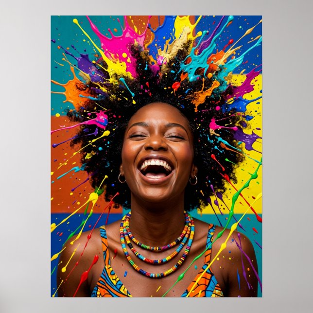 Affiche colorée d'art de femme noire (Devant)