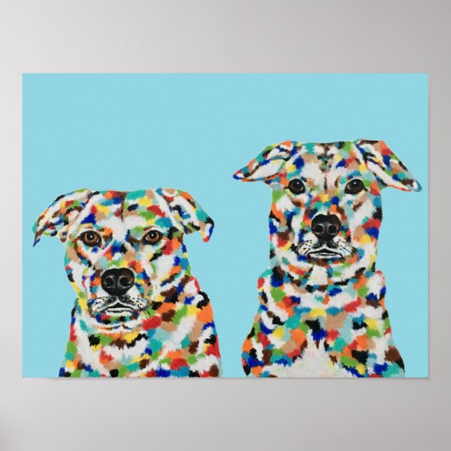 Affiche colorée de frères et sœurs chiens (Devant)