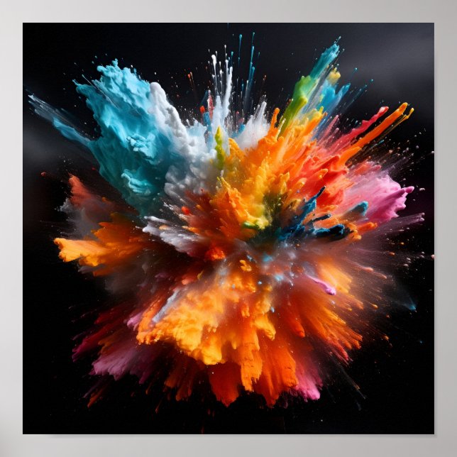 Affiche colorée de l'explosion de peinture abstrai (Devant)