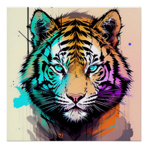 Affiche colorée de tigre