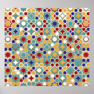 Affiche Colorée mosaïque islamique Motif sans couture
