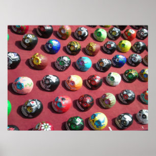 Affiche colorée peinte à la main de crâne