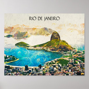 Affiche Colorée Rio de Janeiro Brésil Ville Peinture