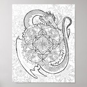 Affiche Colorer votre propre mandala de dragon