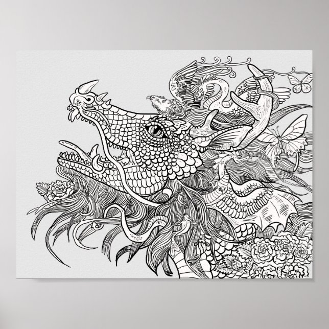 Affiche Colorez votre propre dragon d'enchantement (Devant)