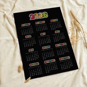 Affiche Colorful 2025 Calendrier noir