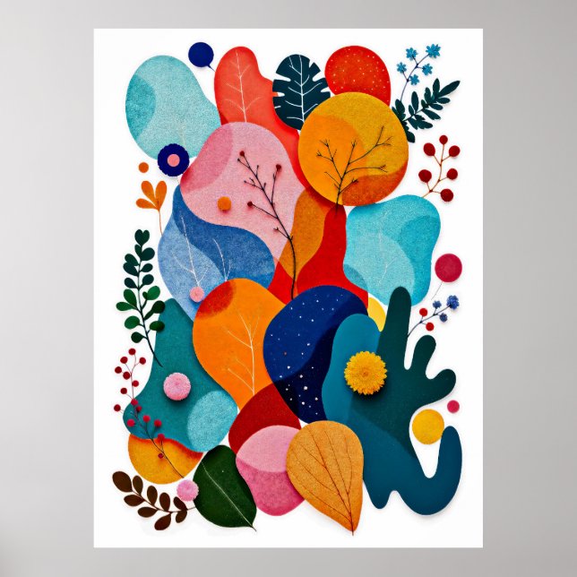 Affiche Colorful Abstract Felt Floral Boho Nursery (Devant)