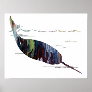 Affiche Colorful abstract narwhal silhouette