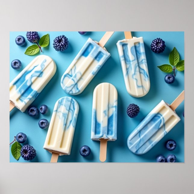Affiche Colorful Berry Ice Cream Popsicle Pattern Summer (Devant)