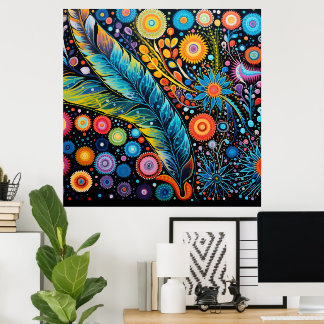 Affiche Colorful Bright Psychedelic BOHO Abstrait