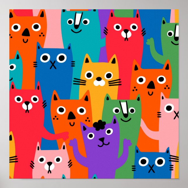 Affiche Colorful cats (Devant)