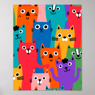 Affiche Colorful cats
