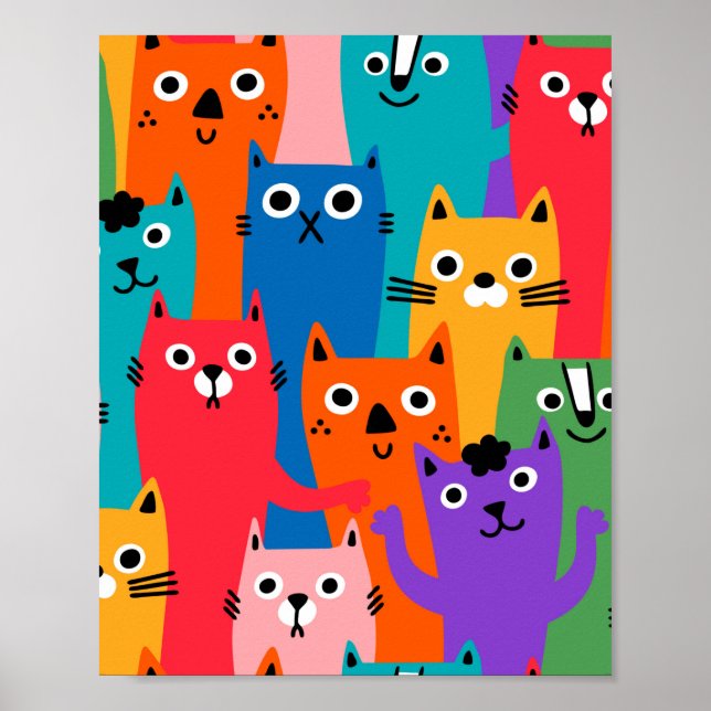 Affiche Colorful cats (Devant)