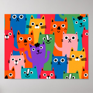 Affiche Colorful cats
