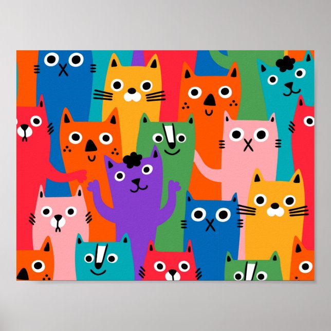 Affiche Colorful cats (Devant)
