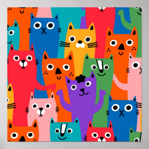 Affiche Colorful cats
