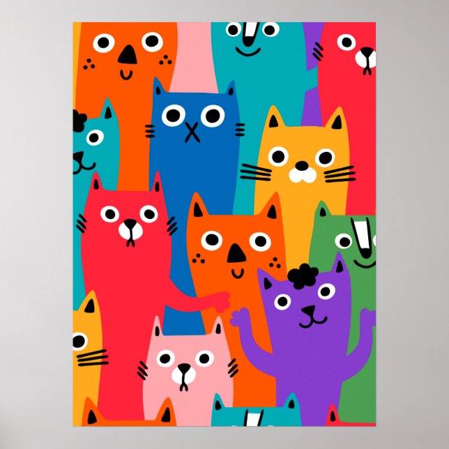 Affiche Colorful cats (Devant)